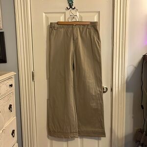 Wide leg tan trousers. Garnet Hill size 10. Good condition.